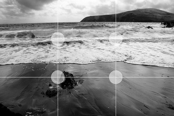 Framing with grid using the intersecting rule of thirds
