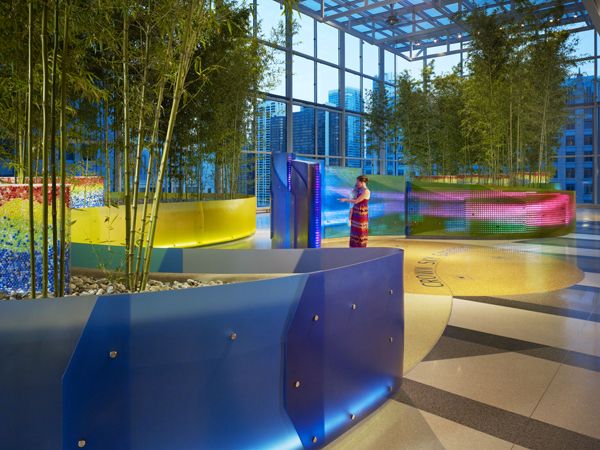 Colors used to great effect at the Crown Sky Garden indoor landscape; credit: Mikyoung Kim Design