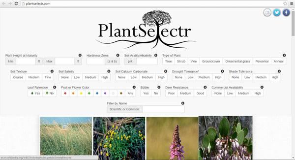 Print screen from Plantselectr.com