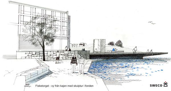 Sketch of the Fish Market Plaza. Image courtesy of Thorbjörn Andersson & Sweco Architects