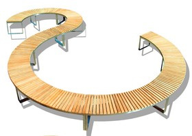 boston teak curved bench outdoor