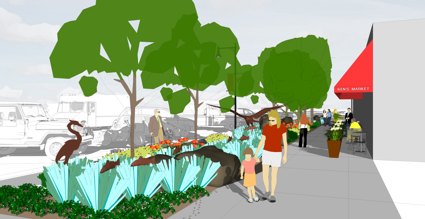 American Falls Downtown Revitalization | Sidewalk Perspective Sketch