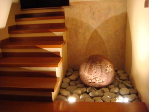 Sphere sculpture at night