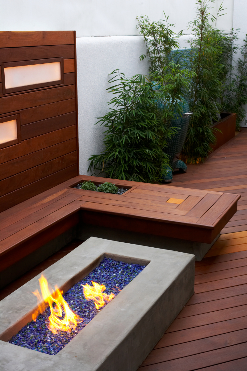 Ipe seat w/ fire pit