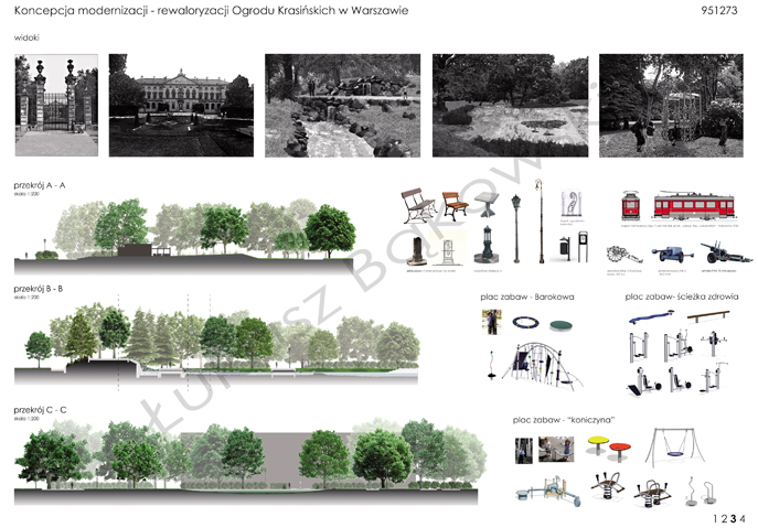 A design of modernization and restoration Krasińskich Park in Warsaw