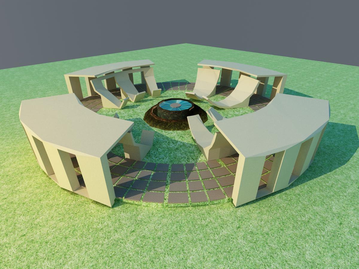 Plaza with roof – options