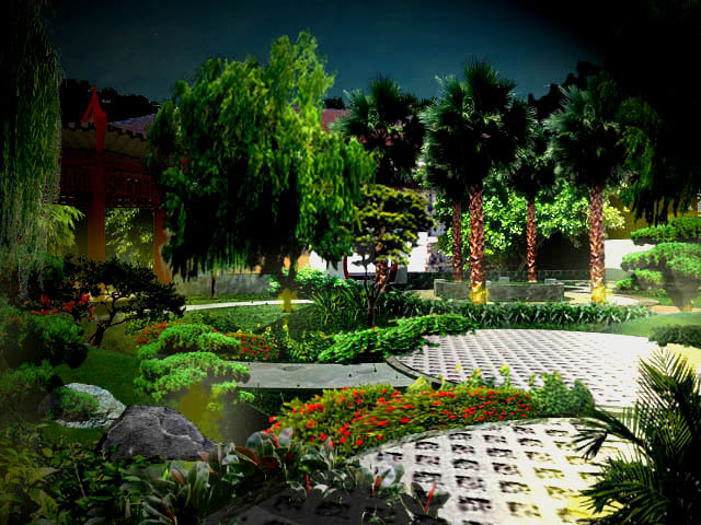 oriental garden – night view