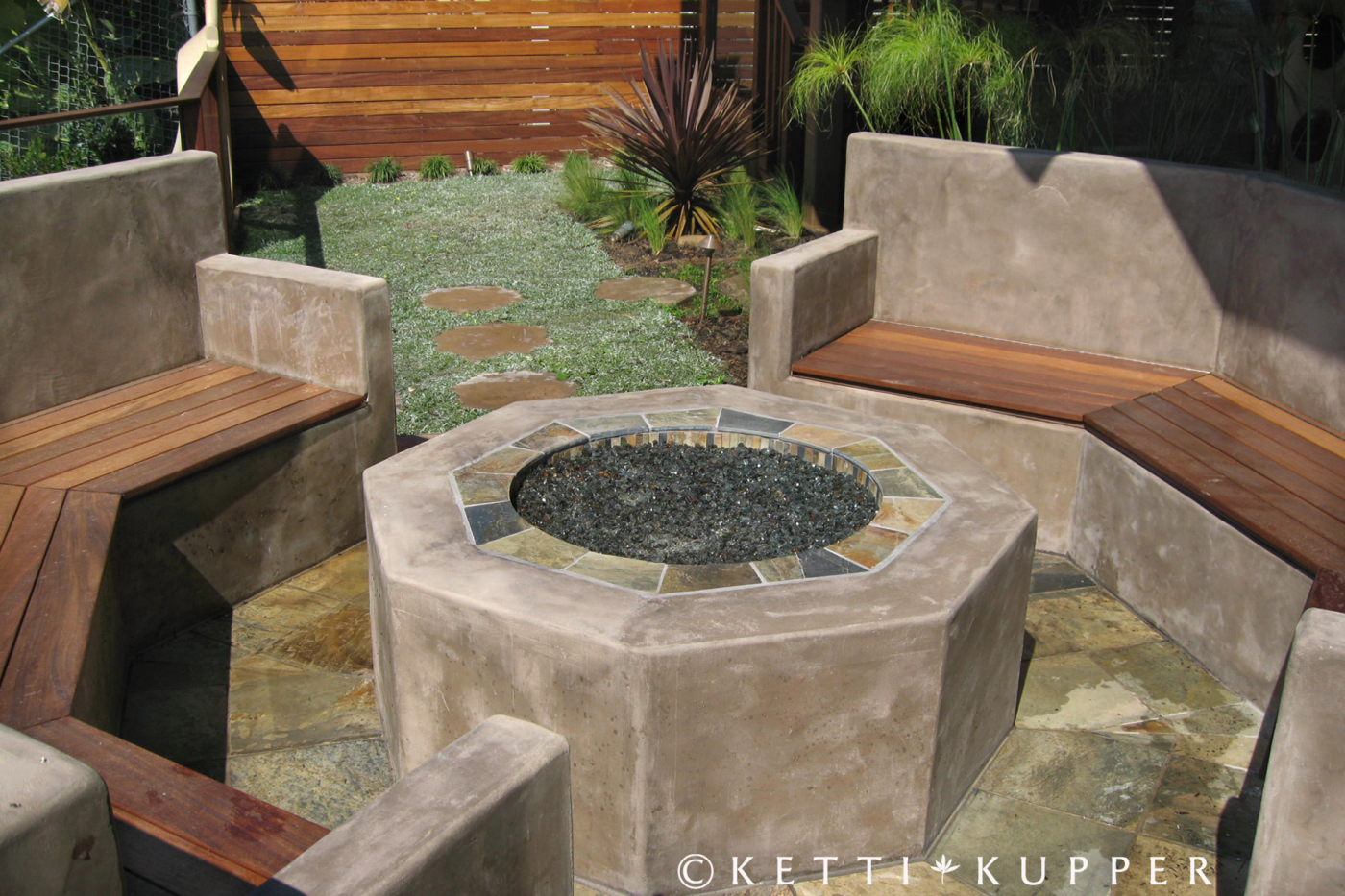 Octagon Shape Fire Pit with Seats.Ketti Kupper.C