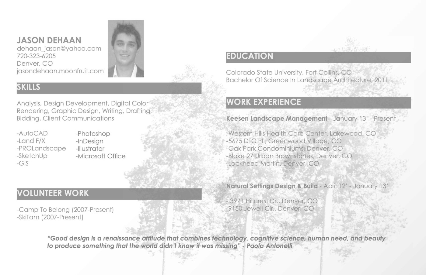 Landscape Architecture Portfolio Resume Land8