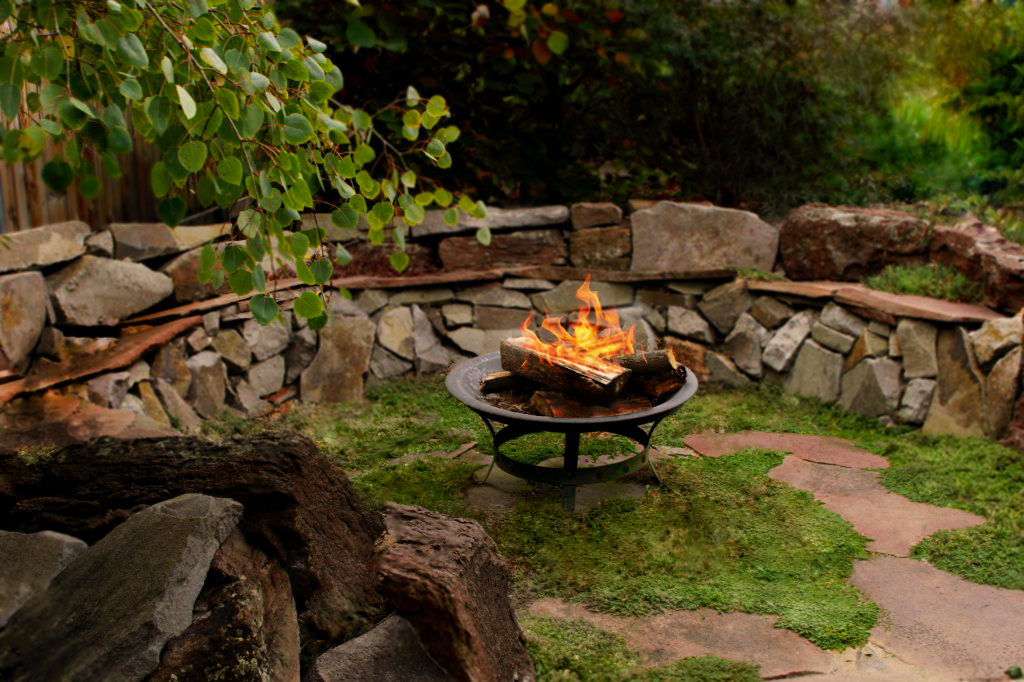 Natural sitting area with fire pit