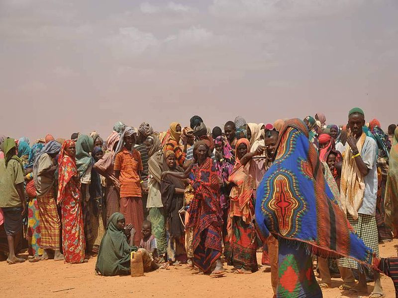 People displaced by drought in Somalia arrive at the Dolo Ado camp in neighbouring Ethiopia and queue to be registered by the aid agencies running the camp.