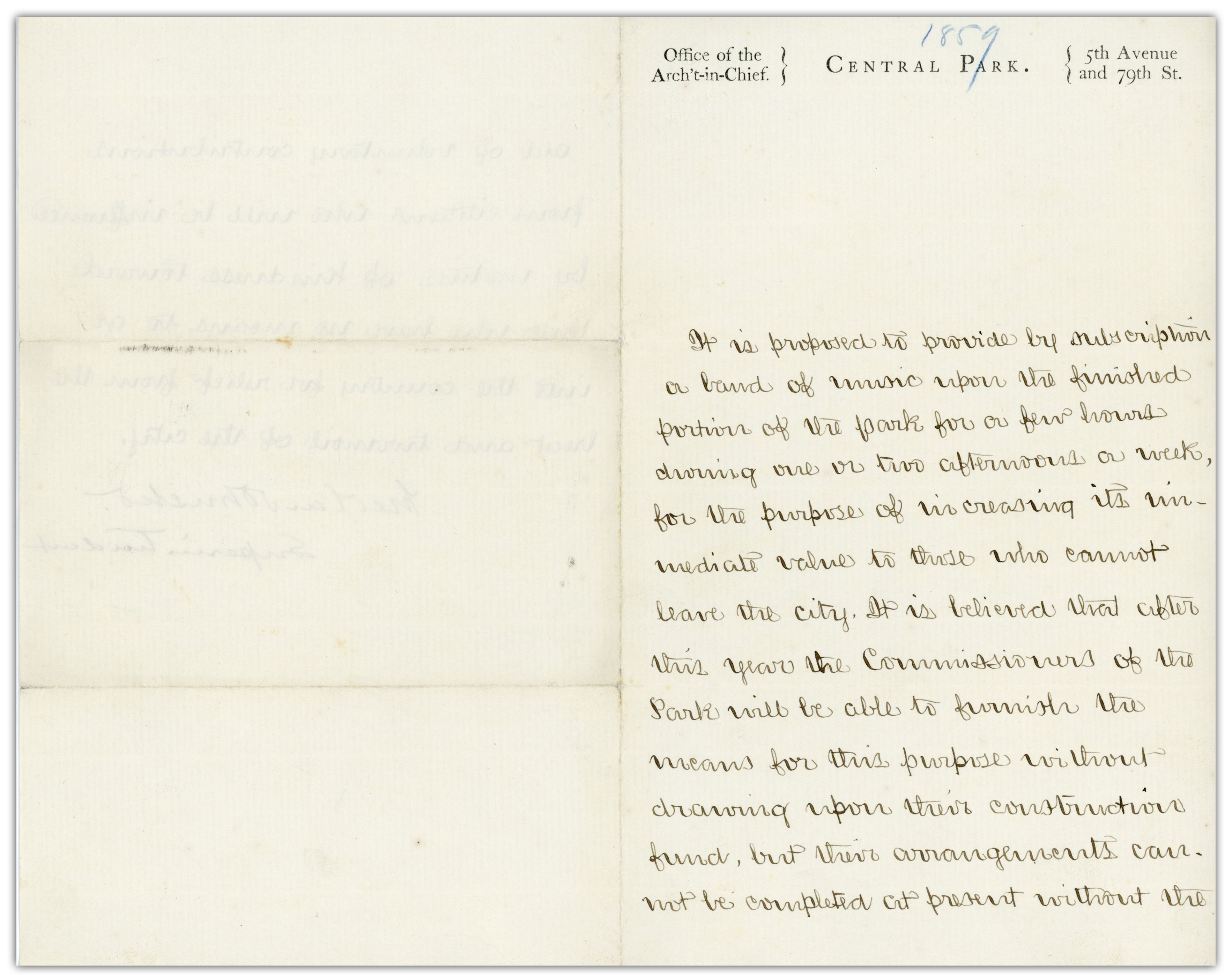 Frederick Law Olmsted Central Park Letter Signed 56429b_lgFrederick Law Olmsted Central Park Letter Signed 56429b_lg