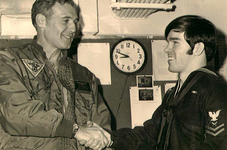Captain Guy Cane and Me - Photo taken on my last day on board the USS Franklin D. Roosevelt (CVA-42) - Jan. 1974.