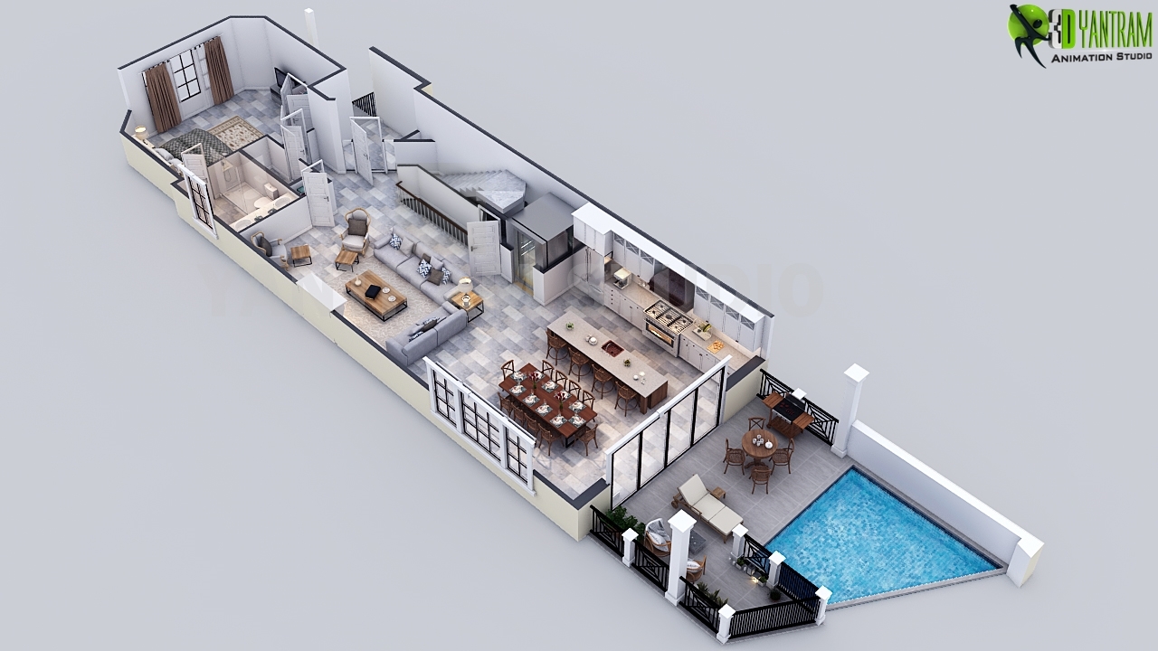 3D Luxury Floor Plan Design Rendering For Residential Home
