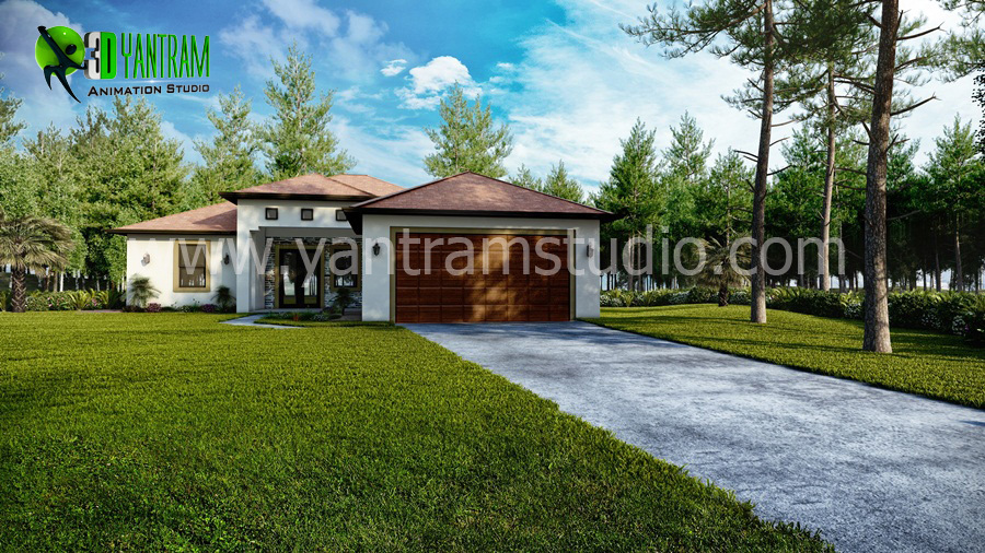 3D Exterior House with Garage