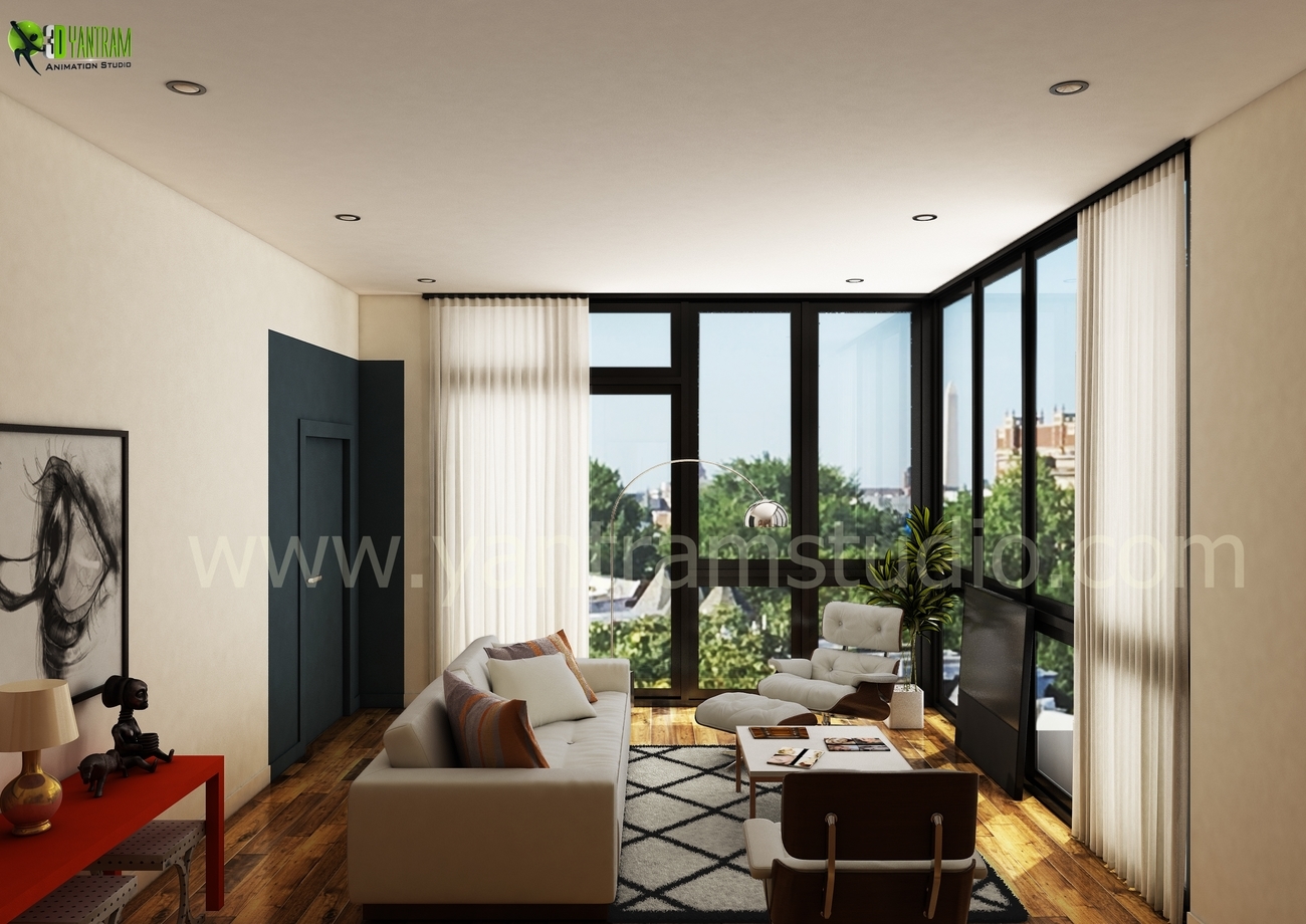 3D Residential Interior Living Room Design