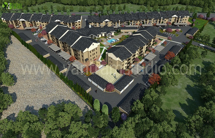 3D Residential Exterior Aerial View