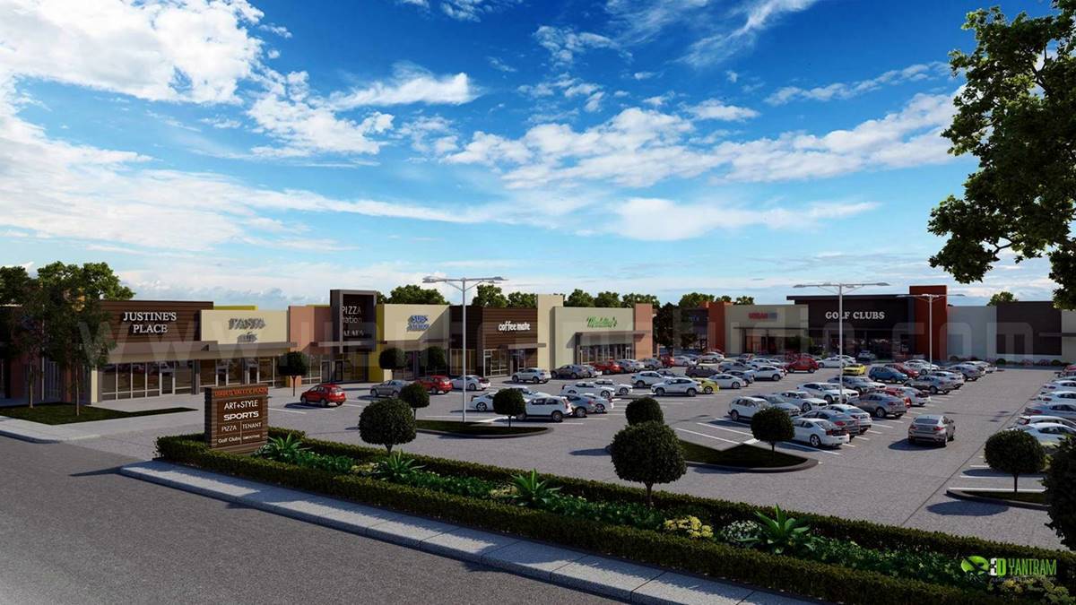 Exterior Design Rendering for Commercial Parking Area