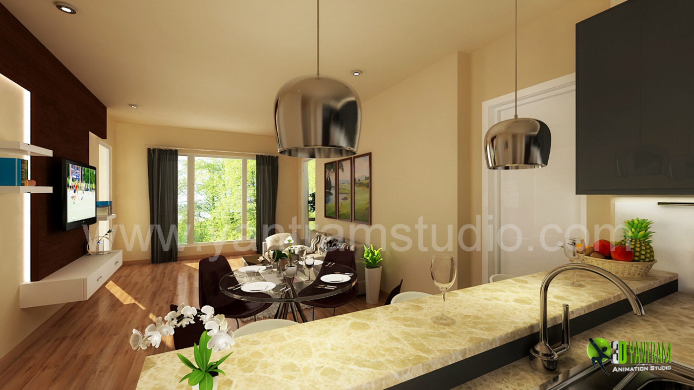 3D Living Room Interior Design Rendering
