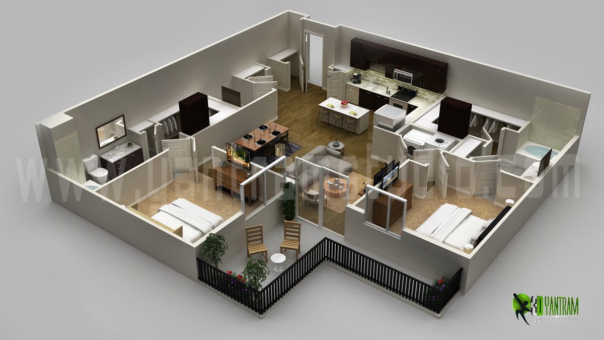 Modern Residential 3D Floor Plan