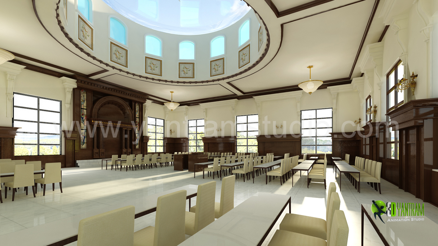 3D Interior Design Rendering for Community Hall