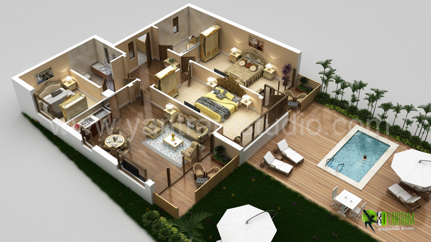 3D Luxurious Residential Floor Plan