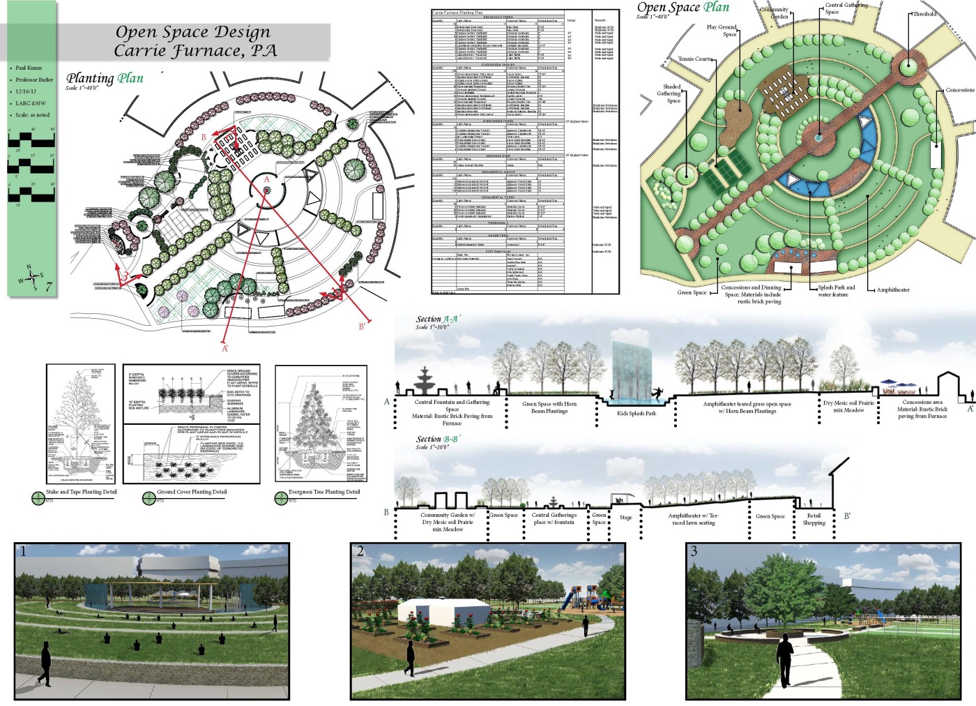 Open Space design w/ Planting plan
