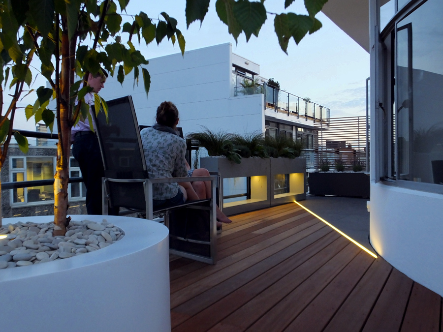 Roof terrace with clients