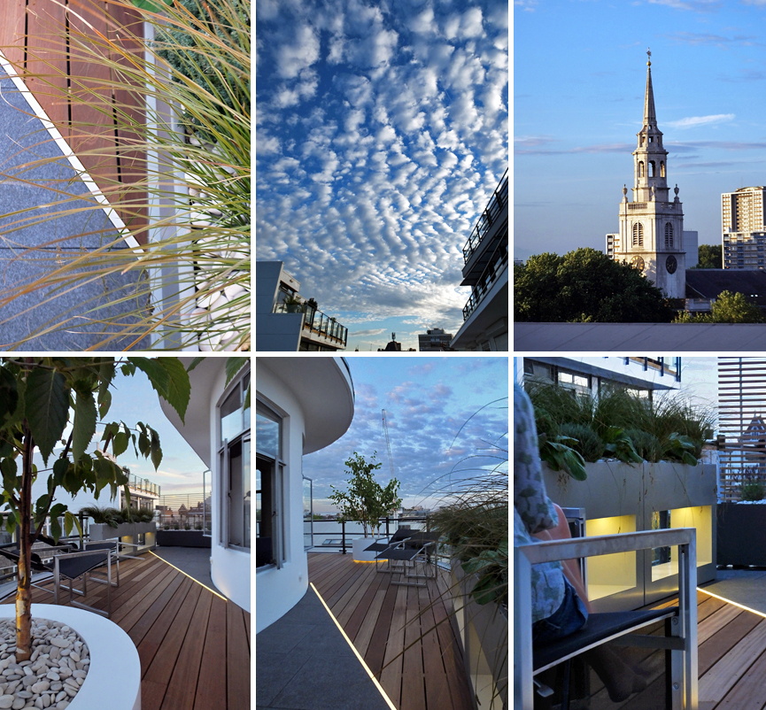 London roof terrace collage