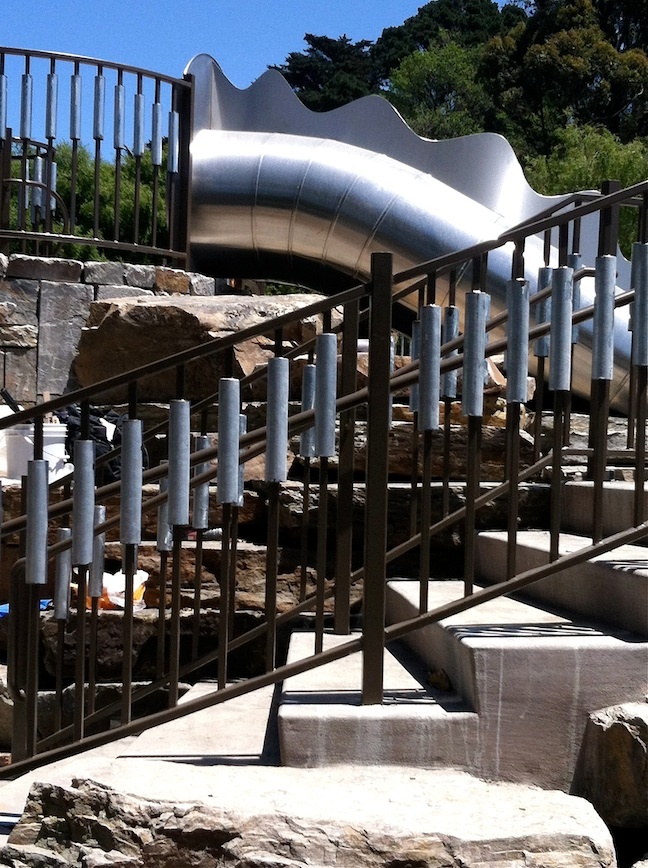 Detail of the slide and the cattail handrails